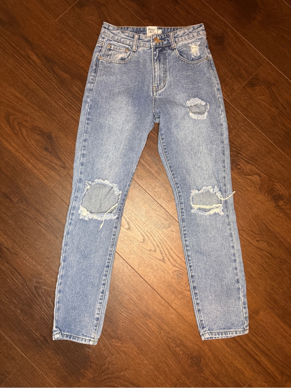 Princess Polly Distressed Mom Jeans Light Wash High Rise size 2